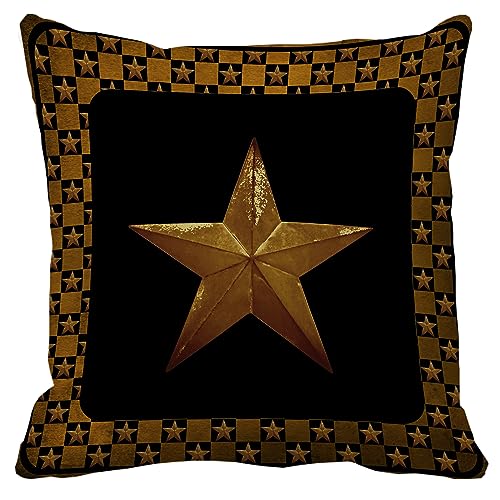Primitive Rusty Metal Barn Star 18×18 Inch Throw Pillow CoverRustic Vintage Decorative Cushion CaseHome Couch Spring Summer Fall Autumn Winter Halloween Christmas Decor Gift Soft Pillowcase
