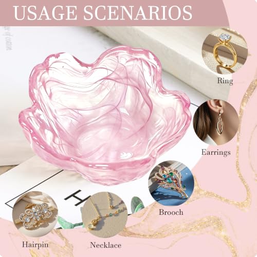 Image of Gifts for Women Flower Jewelry Dish Ring Holder Dish Bathroom Vanity Organizer Pink Room Decor Aesthetic Nightstand Bedroom Decor Trinket Dish Small Bridesmaid Bridal Friendship Wedding Birthday Gifts