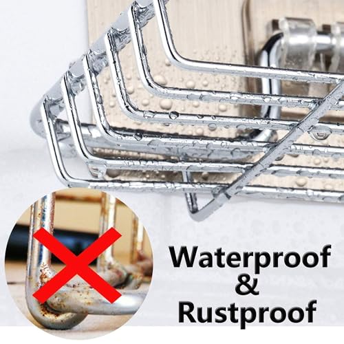 Image of Sulfar Wall Mounted Self Adhesive Stainless Steel Double Layer soap Dish Holder Kitchen Bathroom Soaps Storage Rack for Home (Silver)