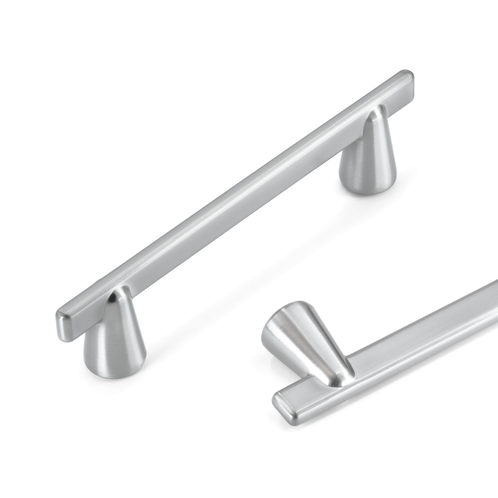 HESTIA HARDWARE Z19.10.S - Paquete de 10 tiradores delgados de níquel cepillado para gabinetes de cocina, tiradores de barra de 3 3/4 pulgadas entre agujeros de 96 mm