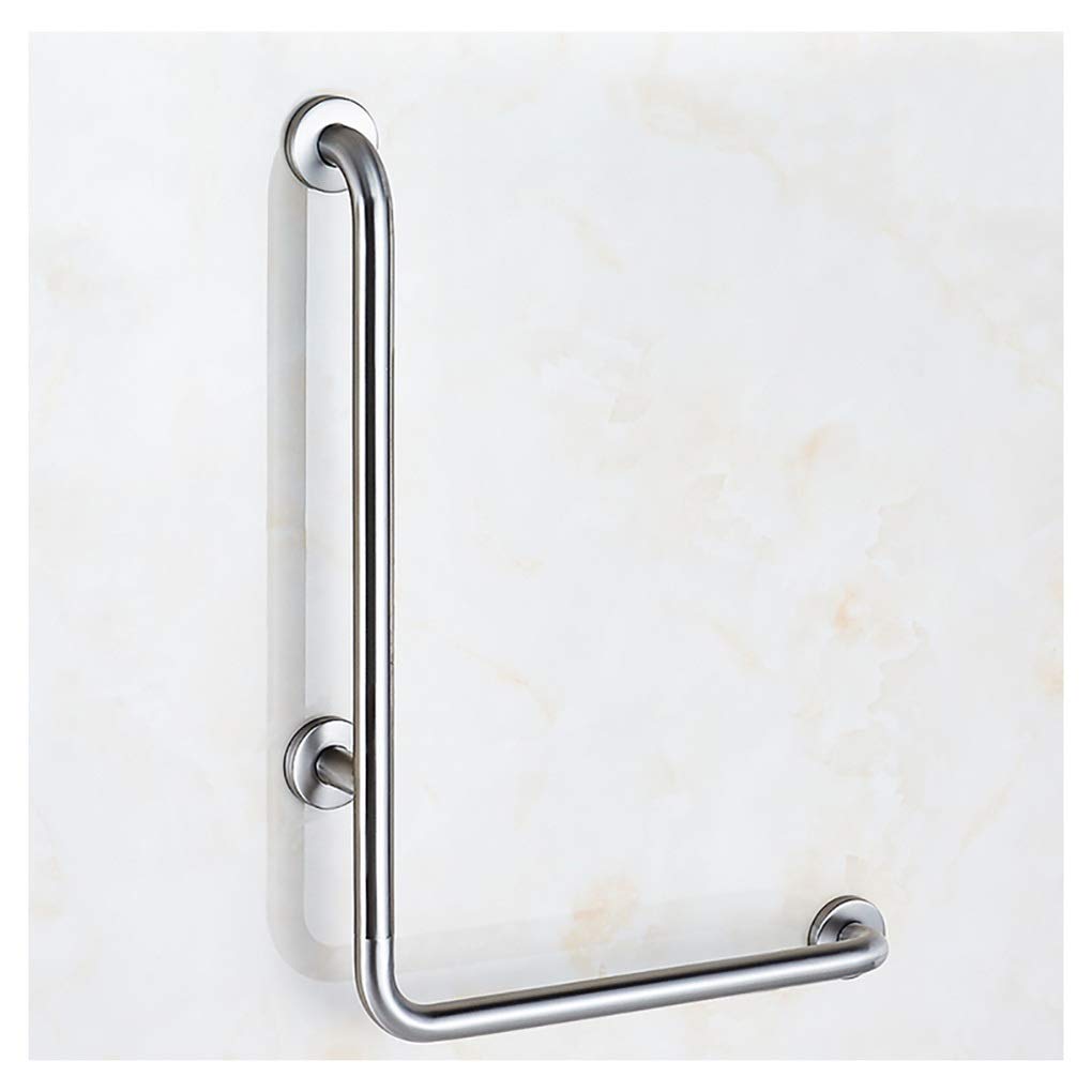 Corrimano Barra di Sostegno a Forma di L per Bagno, Acciaio Inossidabile, bracciolo per Doccia Cromato, Anziani, WC per disabili, Maniglia Antiscivolo, portasciugamani/Opaco/Destro/Opaco/sin