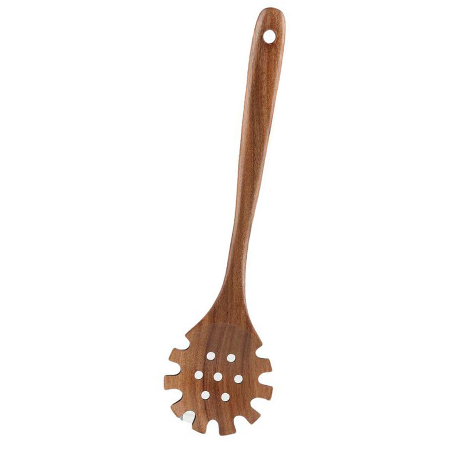 Jazuaiao Ergonomic Handle Natural Wood Serving Spoon for Pastas Nonstick Surfaces Spaghetti Tongs Easy to Clean Kitchen Tool Kitchen Tool for Noodles