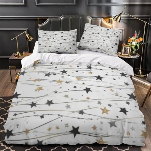 Drap de couette 3D imprimé étoiles en microfibre hypoallergénique 135x200