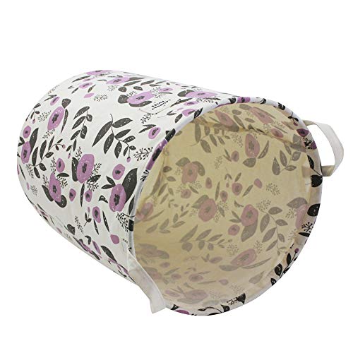 Large Fabric Storage Bins Toys Storage Basket For Baby Nursery, Kids Playroom, Home Organizer, Collapsible Laundry Basket Hamper With Floral Pattern (Purple Flowers) #TOP4