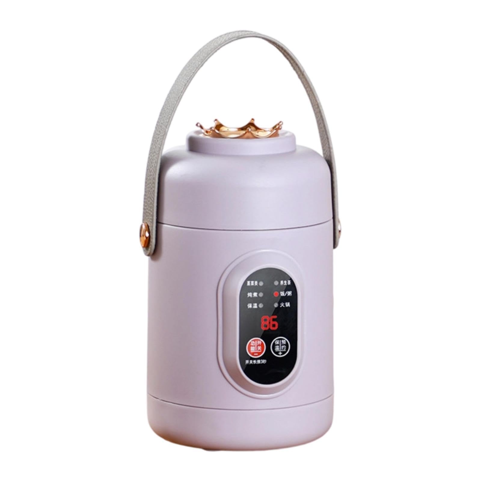 Olla Eléctrica Portátil Antiadherente Multiusos con Mango Suave Y Fácil de Usar. Ideal para La Oficina, Viajes Y El Hogar, Púrpura, Individual
