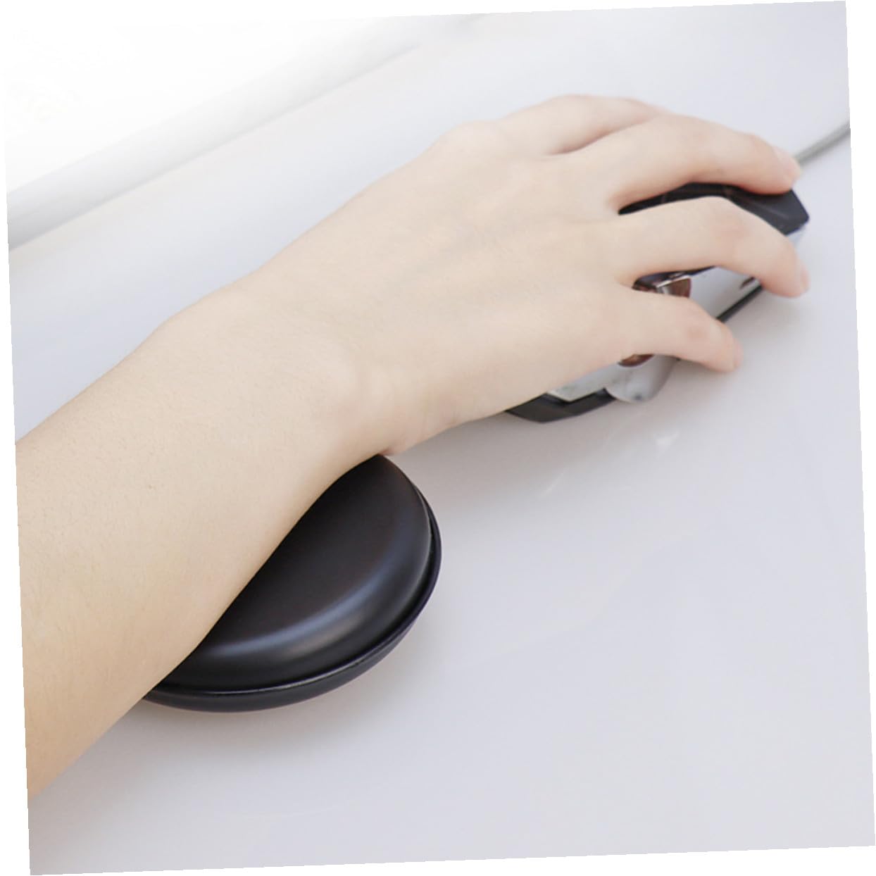 Poggiapolsi per Tastiera e Mouse in Pu Nero Leggero e Comodo, Supporto Ergonomico per Polso, per Ufficio e Gaming Design Rotondo