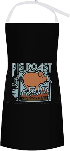 Pig Roast - Delantal unisex con bolsillos, ajustable, impermeable, para cocina
