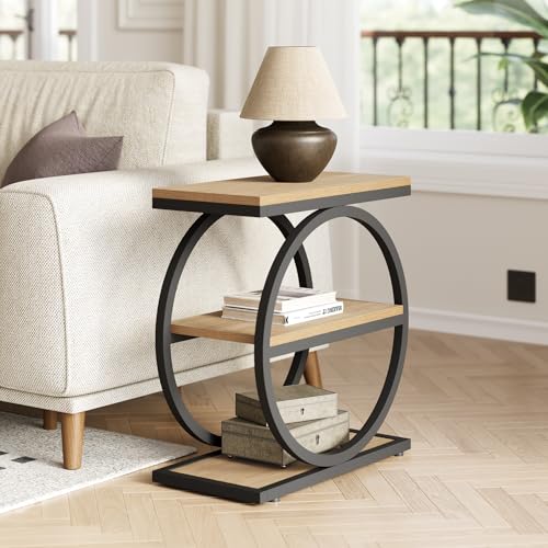 LITTLE TREE 3-Tier End Table, Side Table with Storage Shelves, Sm...