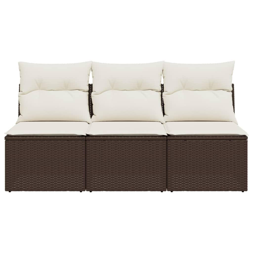 Gecheer Divano da Giardino a 3 Posti, con Cuscini Sfoderabili e Spazio di Conservazione Integrato, 165 x 62 x 69 cm, Rattan PE e Acciaio Verniciato a Polvere, per Esterno e Terrazza