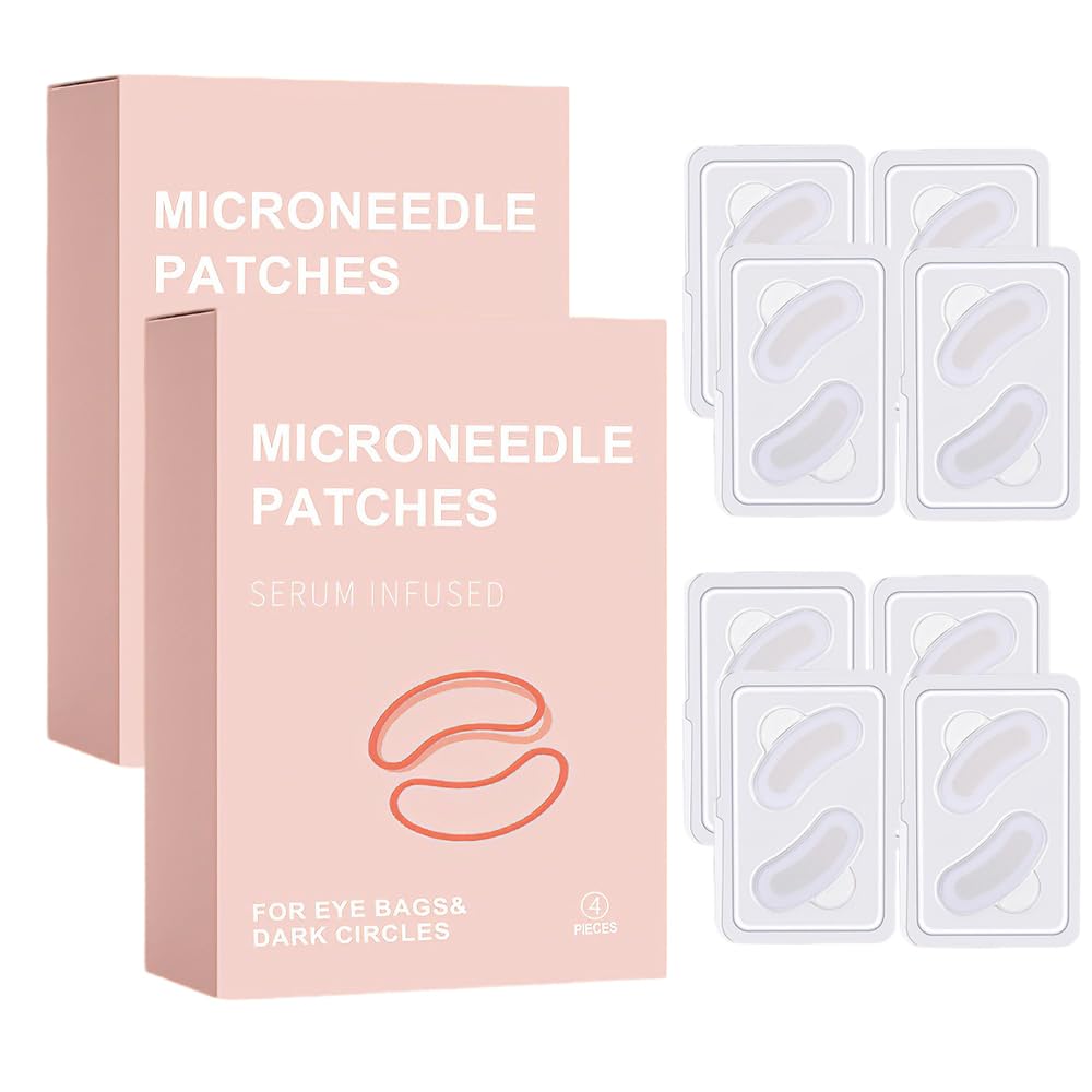 Microneedling Patches 4 pary, mikroneedling Eye Patches przeciw workom pod oczami i zmarszczkom, hialuronowe mikro-igłowanie, płatki pod oczy redukują cienie pod oczami, zmarszczki na czole i