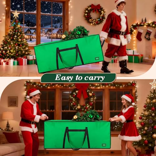Image of 9 ft Christmas Tree Storage Bag, Heavy Duty Christmas Tree Bag with Reinforced Handles and Dual Zippers Wide Opening, Large Capacity fits for Artificial Christmas Tree (Green, 9ft)