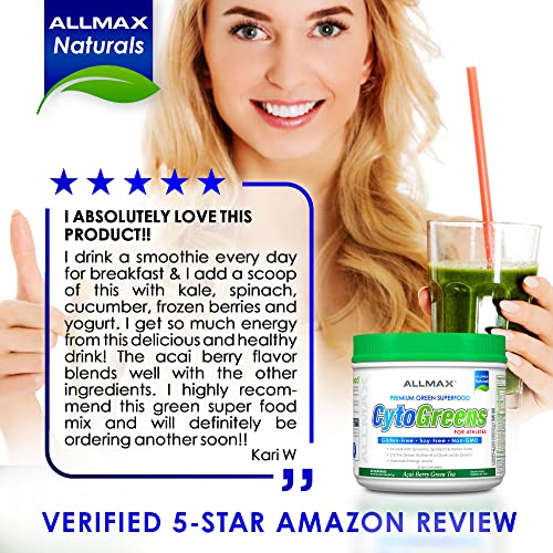 ALLMAX Naturals CytoGreens Super Greens Powder, Premium Green Superfood with Greens, Superfoods, Daily Greens Supplement, Acai Berry Green Tea, 60 Servings - Thumbnail 6