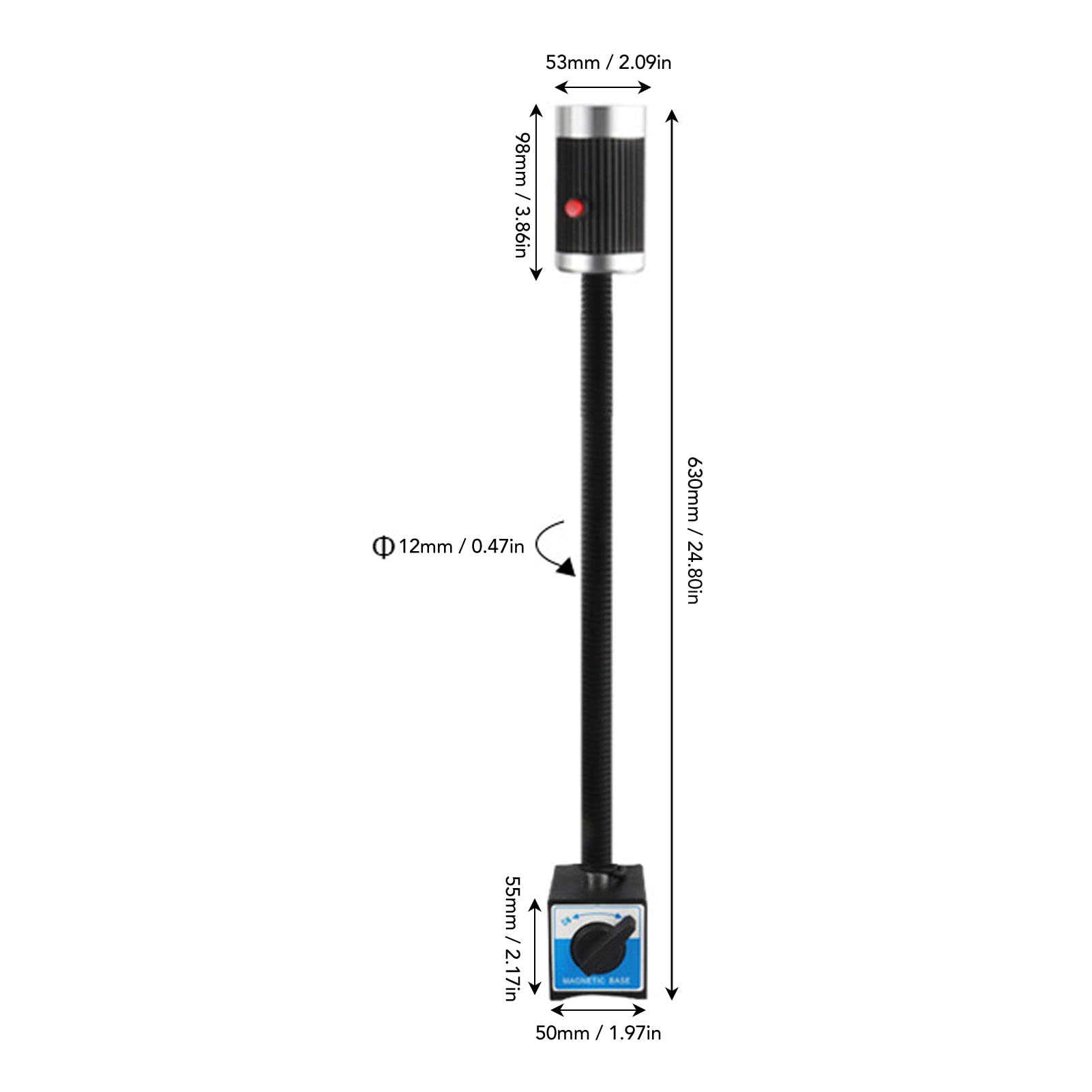 Magnetyczna robocza 9 W 24 V LED Elastyczna gęsia szyja Nierdzewna aluminiowa podstawa magnetyczna do tokarki, stołu roboczego, maszyny do szycia, grilla, oświetlenia