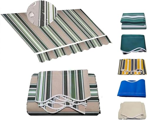Tela de poliéster impermeable de repuesto para toldo retráctil (solo tela) para uso en exteriores para puertas de patio y rayas multicolor de 280 g, 4,2 x 3 m.