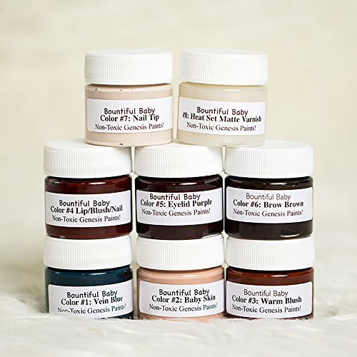 1/2 oz. Complete Set of Eight Custom Genesis Heat Set Paints for Reborning - Make Your Baby Doll Realistic Looking - Bountiful Baby Custom Colors for Dolls