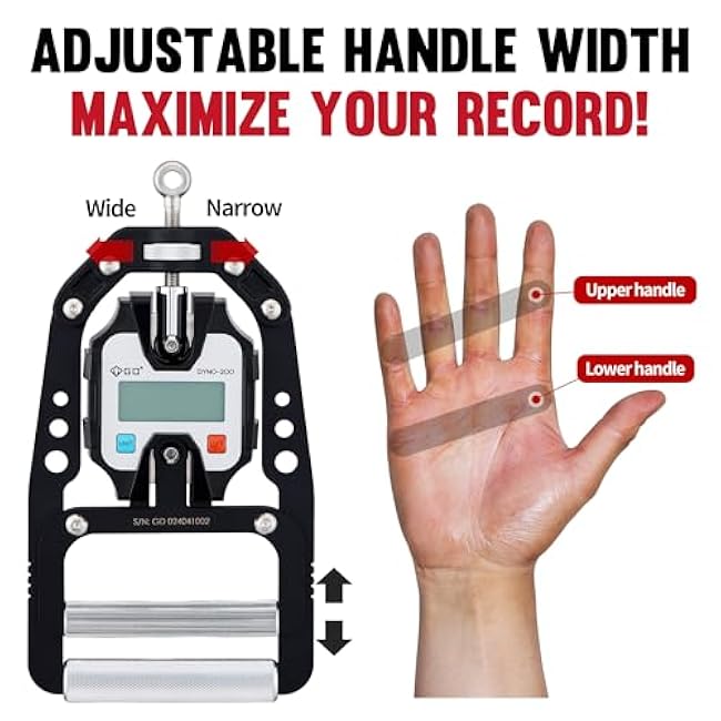 (NEW) GD DYNO-200 Digital Hand Dynamometer Grip Strength Measurement Electronic Hand Grip Strength Tester Grip Strengthener Hand Exerciser 440 Lbs (200 Kgs)