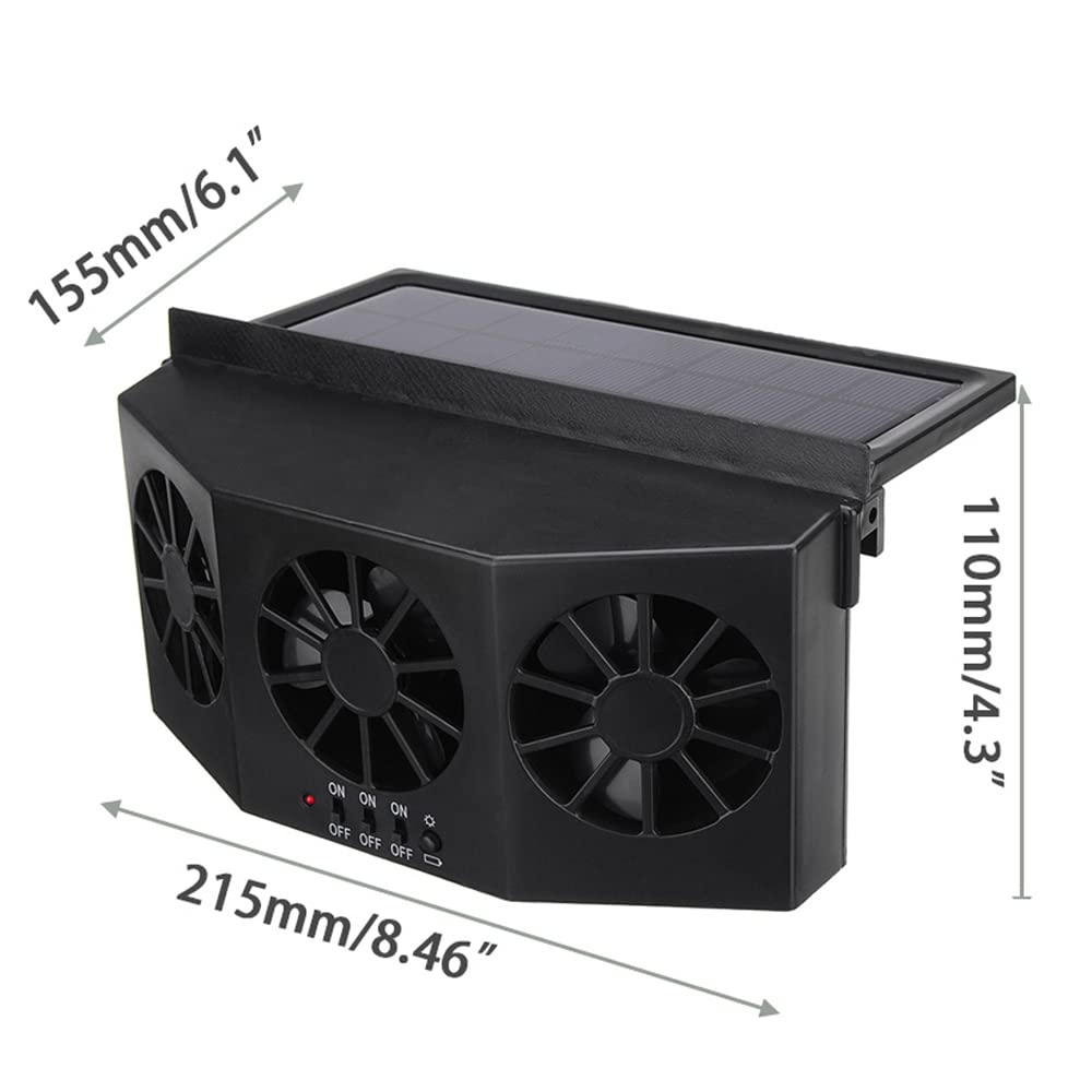 TOTMOX Solar Powered Car Ventilator - Exhaust Fan for Radiator, Eliminates Car Odor, Black
