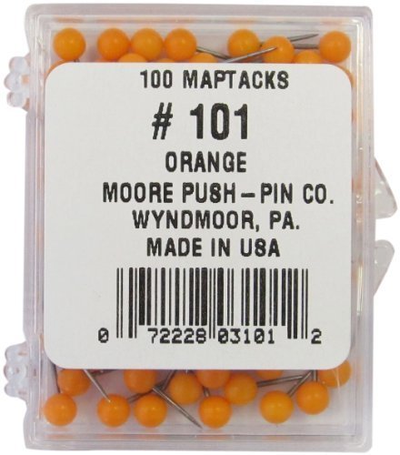 Moore Push-Pin Orange Map Tacks (101) by Moore Push-Pin Company