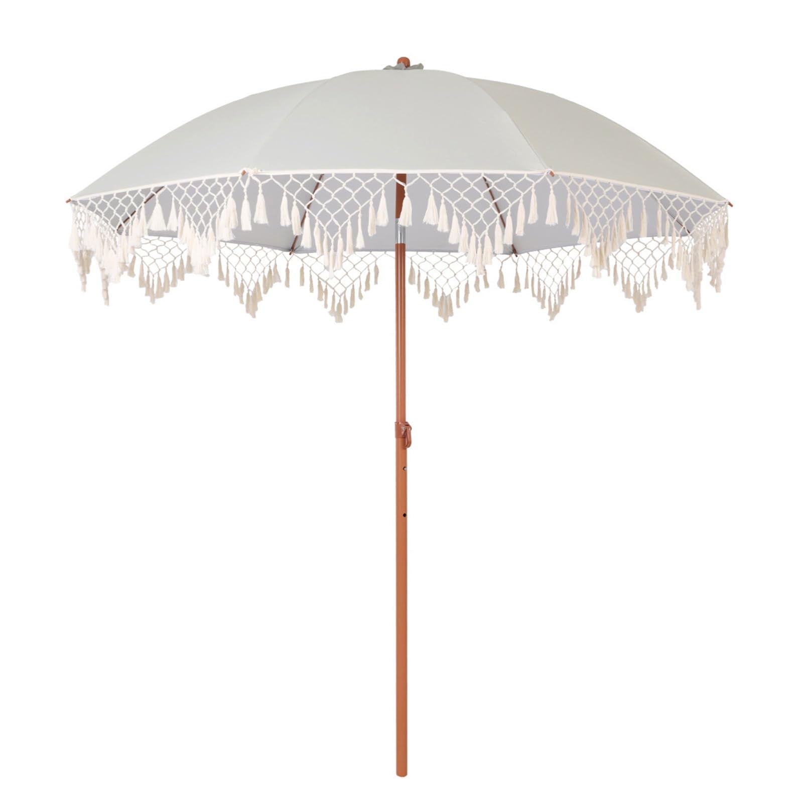 Générique Parasol De Plage 200cm Avec Pompons, Style Bohème, Parasol De Jardin Extérieur Inclinable, Design Inclinable, Pied Non Inclus Pour Pelouses, Piscines, Marchés