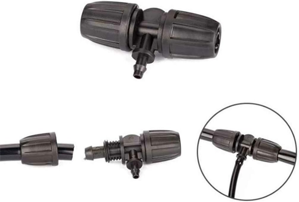 Yardwe 50pcs Tee Connectors 8/11 to 4/7mm Garden Water Hose Connectors Straight Tube Adapter 3/8 to 1/4 Lock Barb Tee Irrigation Tubing for Yard Park Garden Irrigation Black
