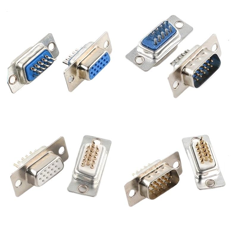 10PCS DB9 Adapter Connector Core RS232 Serial COM Plug Connectors Ho/*le/pin DB15 Female Male Port Socket D Sub DP9 Plastic Case(DB15 Male Golden8)