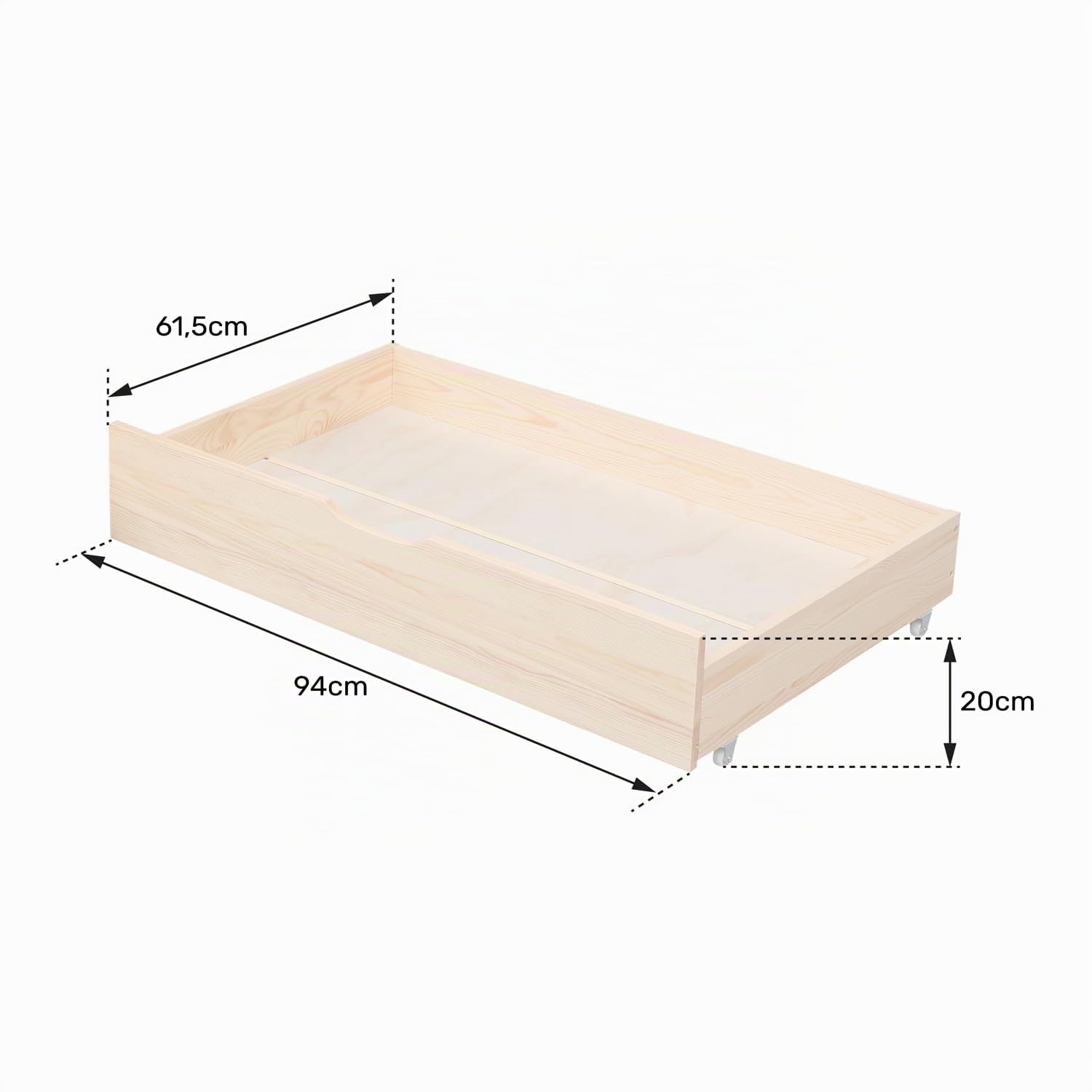Happy Garden Juego de 2 cajones Blancos para Guardar bajo la Cama, Caja de Madera con Ruedas para Guardar bajo el somier