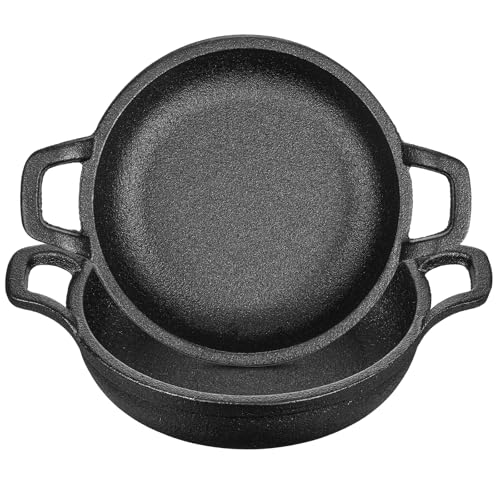 Mini Cast Iron Skillets 4.25 x 4.25 x 1.1 Inch Cast Iron Pan Small Ramekin Set Black Casserole Dish Cookware Oven Safe Mini Skillets for Kitchen Indoor Outdoor Picnic (2 Pack)