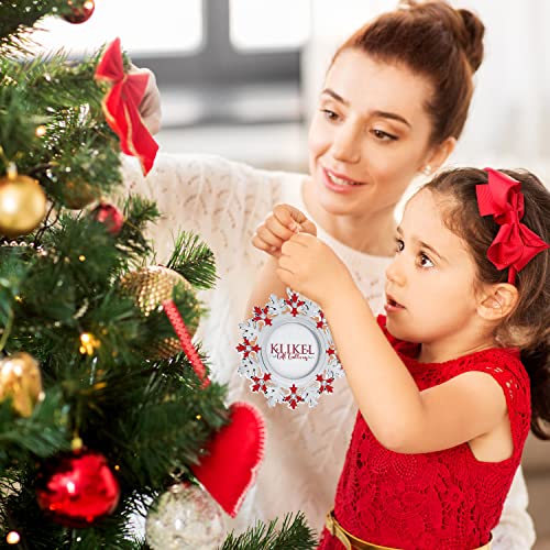 Klikel Christmas Photo Ornament - Snowflake Photo Frame Silver Christmas Ornament - Set Of 3 Snowflake Picture Ornament For Christmas Tree - Red And Green Snowflake Picture Frame Ornament For Tree #TOP3