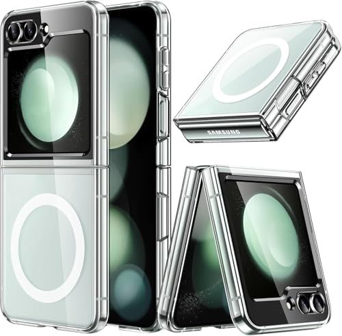 Image of MACLEN for Samsung Galaxy Z Flip 5 5G Magnetic Transparent Case | Shock Proof Design & Camera Protection | Magsafe Wireless Charging case | Sleek Hard Crystal Cover - Clear Back