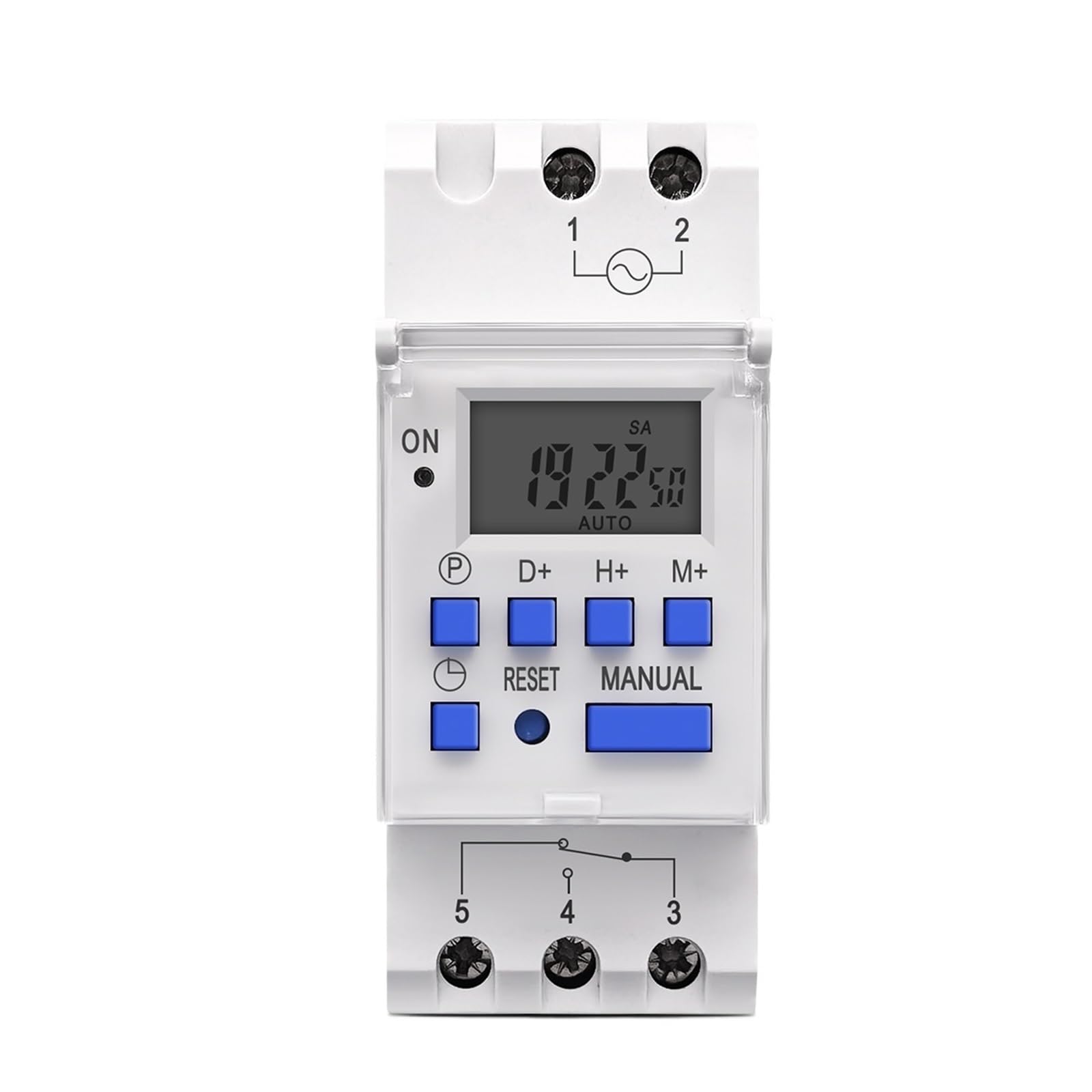 Temporizador de relé Digital programable semanal monofásico de 1 NO y 1 NC for Carril DIN, 7 días, CA 220 V, 230 V, 12 V, 24 V, 48 V, 16 A(24V AC DC)