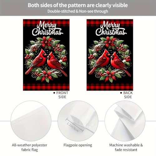 Image of BlissYard Christmas Red Bird Garden Flag 12x18 Inch Polyester
