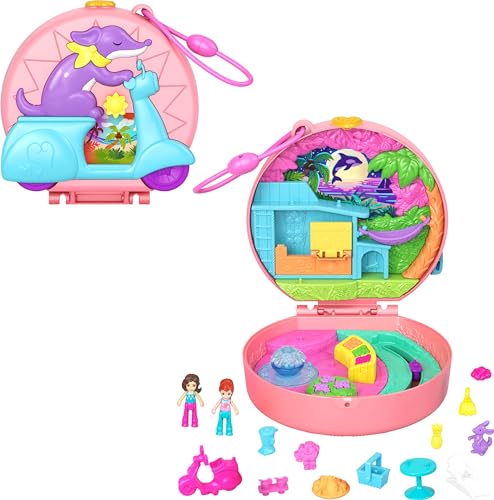 Polly Pocket Adventure Moped Compact con 2 muñecas y accesorios miniatura 1