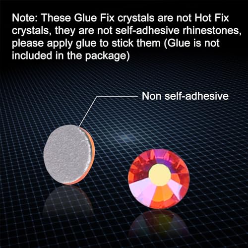 Image of Jollin Glue Fix Crystal Flatback Rhinestones Glass Diamantes Gems for Nail Art Crafts Decorations Clothes Shoes(ss5 2880pcs, Red AB)