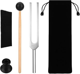 Stimmgabel A432 Hz Set aus Aluminiumlegierung mit Reinigungstuch und Schwarzer Aufbewahrungstasche, Tuning Fork Medical mit Mallet Plastikfuß für Yoga, Meditation, Klangtherapie, Musikinstrument