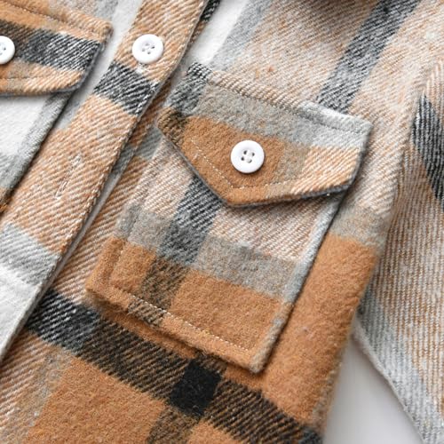 Little Kids Baby Boy Girl Long Sleeve Button Down Plaid Shirts Fall Winter Flannel Shacket Jackets Tartan Tops4