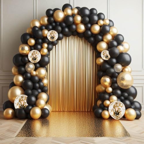 Black And Gold Balloon Arch Kit Confetti Balloons for kids Men Boy Birthday Party Wedding Anniversary Retirement Decorations ballons 50 pack Balloons Garland Kit