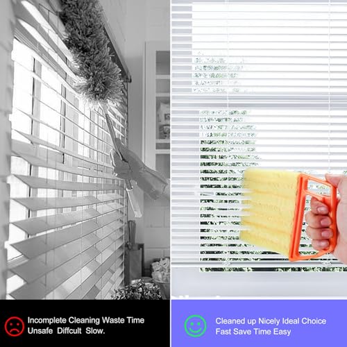 4 STK Reinigungsbürste für Jalousienreiniger, Lamellenreiniger, Jalousien Bürste mit 7 Lamellen, Reinigungswerkzeug Reinigungsbürsten für Jalousien, Fensterbürste Klimaanlagen Lücken Reiniger