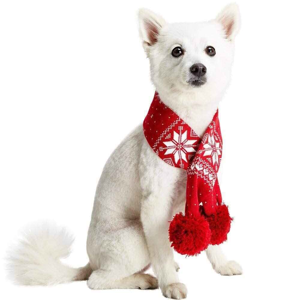 Blueberry Pet Christmas Fair Isle Dog Scarf in True Red, Large CHRISTMAS