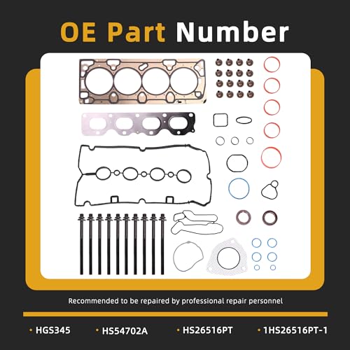 Image of Head Gasket Set with Bolts, 1.8L, 2011-2017 for Chevy Cruze Sonic, 2016 for Cruze Limited 1.8L L4 DOHC 16v OE#HGS345, HS26516PT1, HS54702A(52pcs)