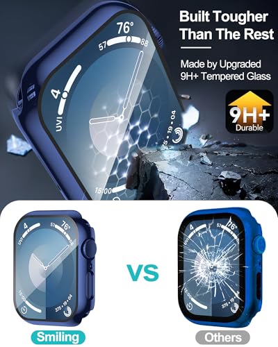 Image of Smiling 2 Pack Case Compatible with Apple Watch SE 3 (2025) / SE 2 / SE /Series 6 /5 /4 40mm with Tempered Glass Screen Protector, Hard PC Case Overall Protective Cover- 1 Blue+ 1 Transparent