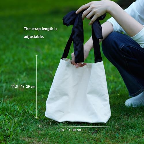 Bolso Tote de Lona Gruesa con Moño Estilo Coqueta miniatura 3