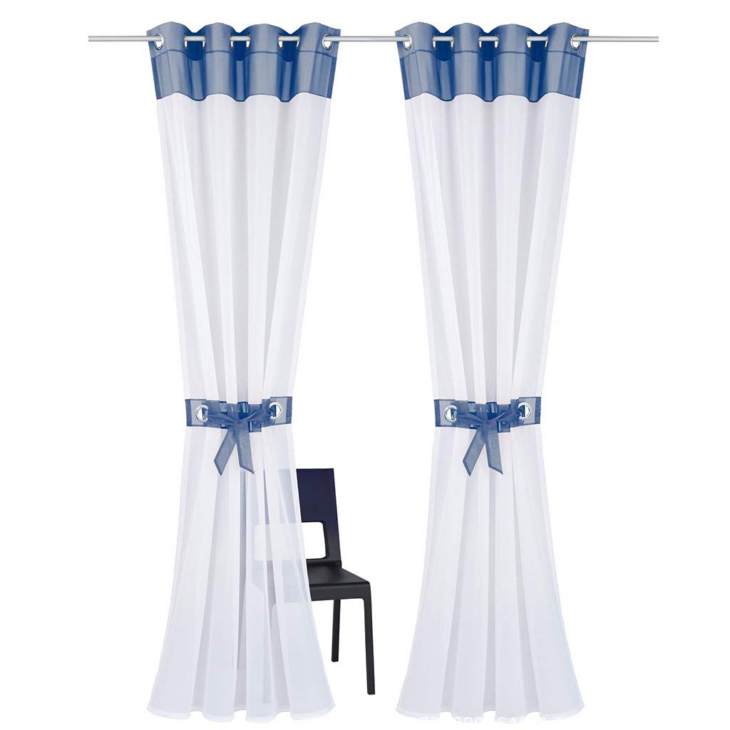 Cortinas transparentes grises de 140 x 245 cm con ojales para sala de estar