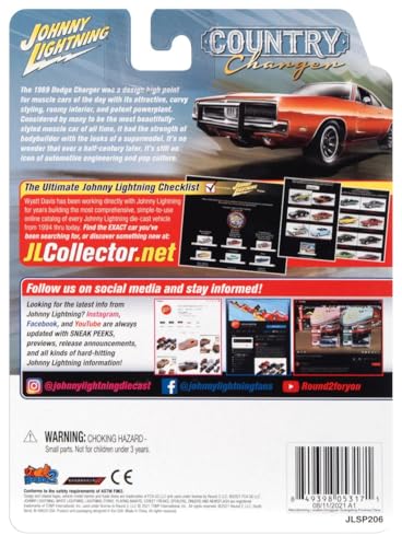 Johnny Lightning 1969 R/T Orange Country Charger 1/64 Diecast miniatura 3