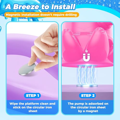 Image of Water Table Pump, Battery Powered Continuous Water Pump for Water Table, Cordless Octopus Rechargeable Magnetic Pump, No Drill Installation, Outdoor Water Play Accessory for Kids (Pink)