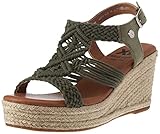 Suela antideslizante XTI 45075, Sandalias con cuña Mujer, Kaki, 40 EU