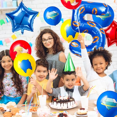 Image of number 40 inch blue and gold ring balloon set birthday number decoration aluminum film balloon suitable for boys and girls blue theme party cartoon party decoration supplies (5)