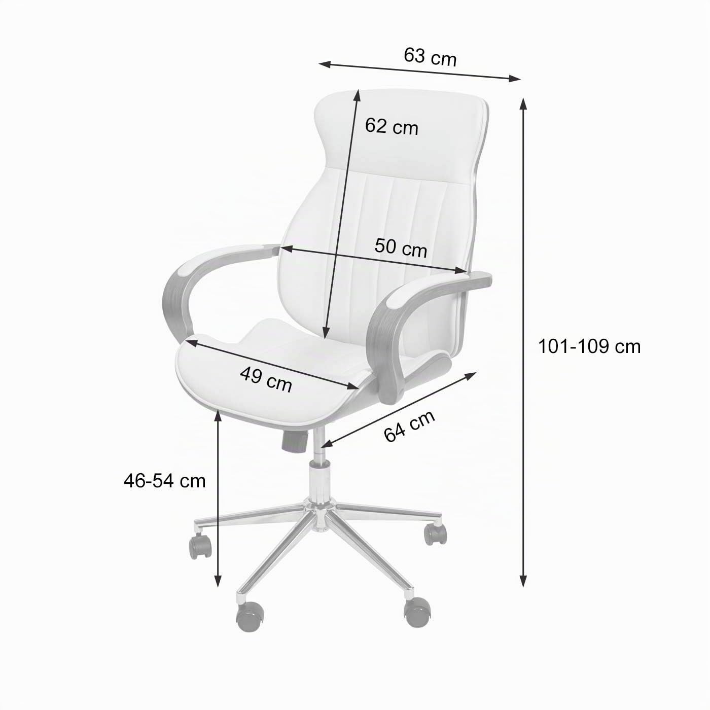 Mendler Bürostuhl HWC-H39 Kunstleder Bugholz, Walnuss-Optik - schwarz