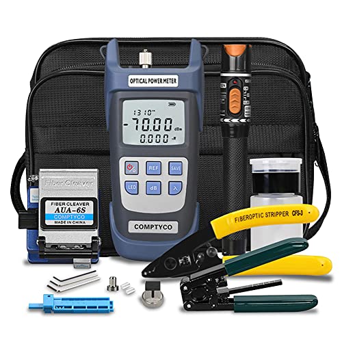 Kit de Herramientas de Fibra FTTH, 70dbm ~ + 10dbm medidor de Potencia de Fibra óptica y localizador de fallas visuales de 10 MW, Cortadora de Fibra AUA-6S (Mixed Color)