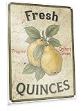 Fresh Quinces Orchard Grown Metal Poster Plaque Fruit Branch Tin Sign Vintage Rustic Wall Decor for Kitchen...