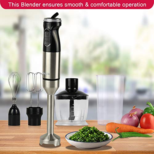 Image of iBELL HB1300K 1000W 4 in 1 Hand Mixer with Whisker, Beater, Blender & Vegetable Chopper /Cutter. Electric Cream Maker with 5 Speed Turbo Motor, 600ml Container (Black)